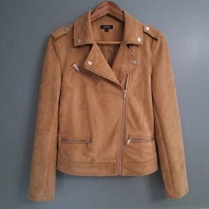 ODCOCD Camel Faux Suede Moto Jacket - Size Small